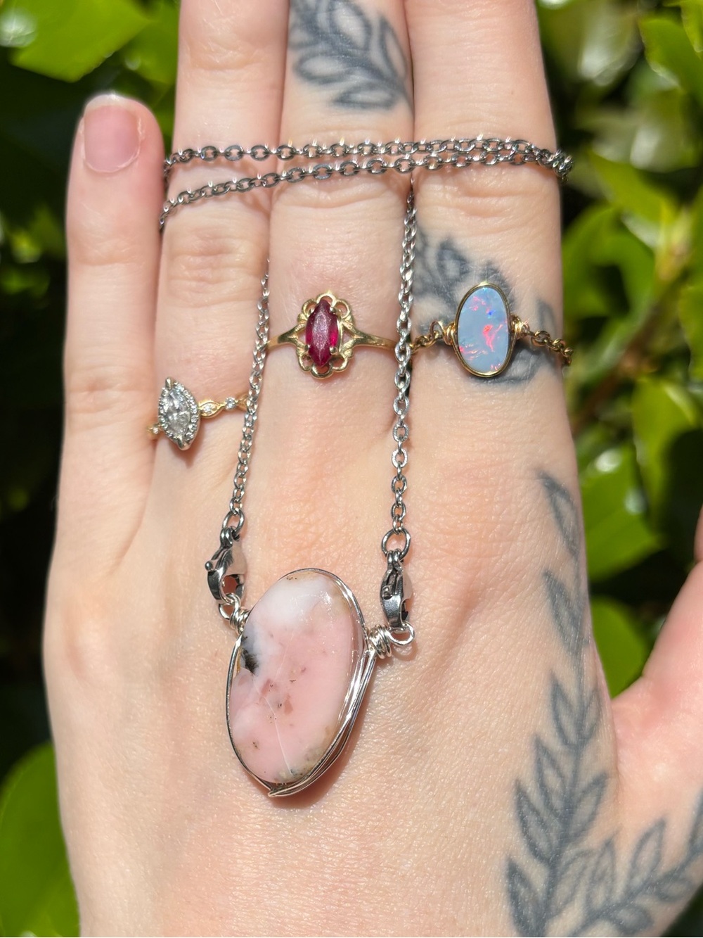 Pink opal interchangeable necklace